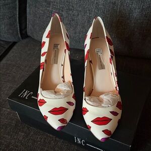 INC International Concepts Red Lip Print Heels